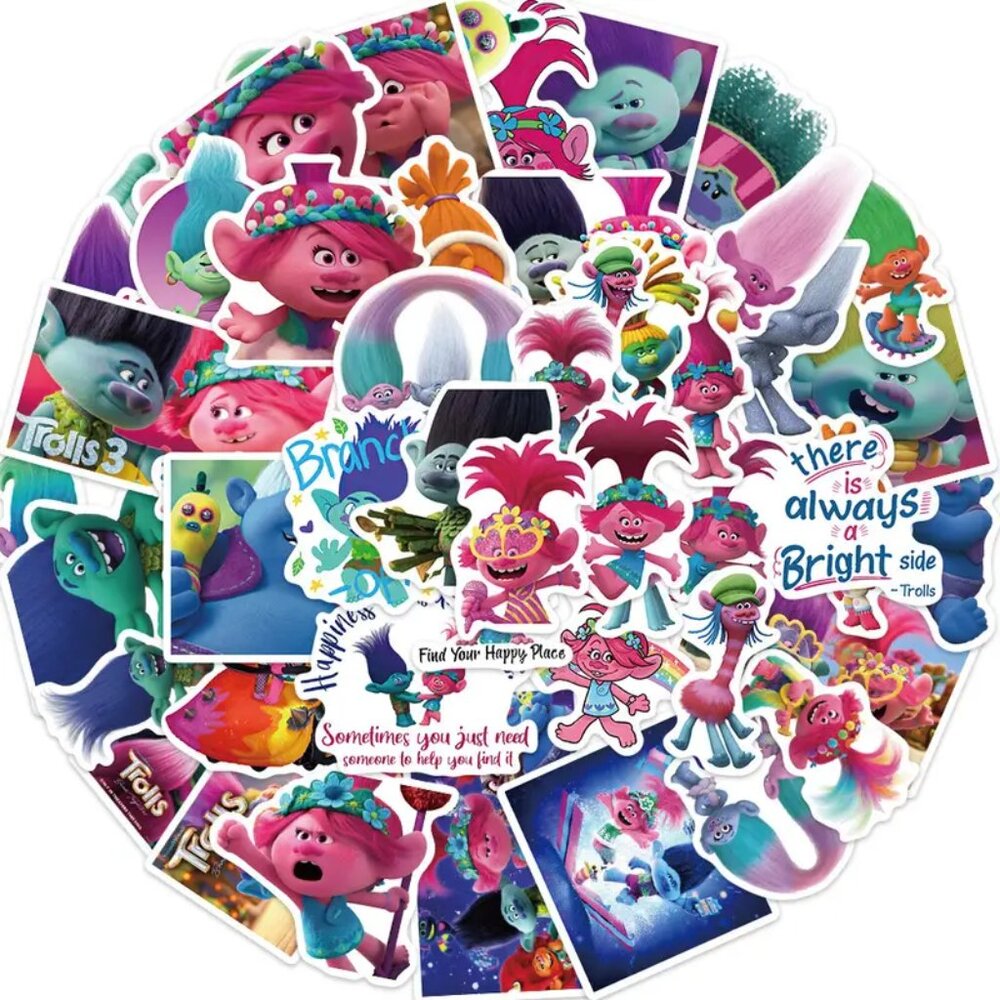 TROLLS Movie Vinyl‎ Stickers (20 pc) NEW IN PACKAGE & SO CUTE!!!